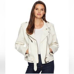 Frye White Canvas Biker Jacket